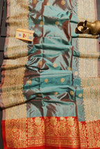 Green Handloom Banarasi Pure Katan Silk Kadwa Dupatta - Luxurion World