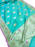Green Handloom Banarasi Pure Katan Silk Saree - Luxurion World