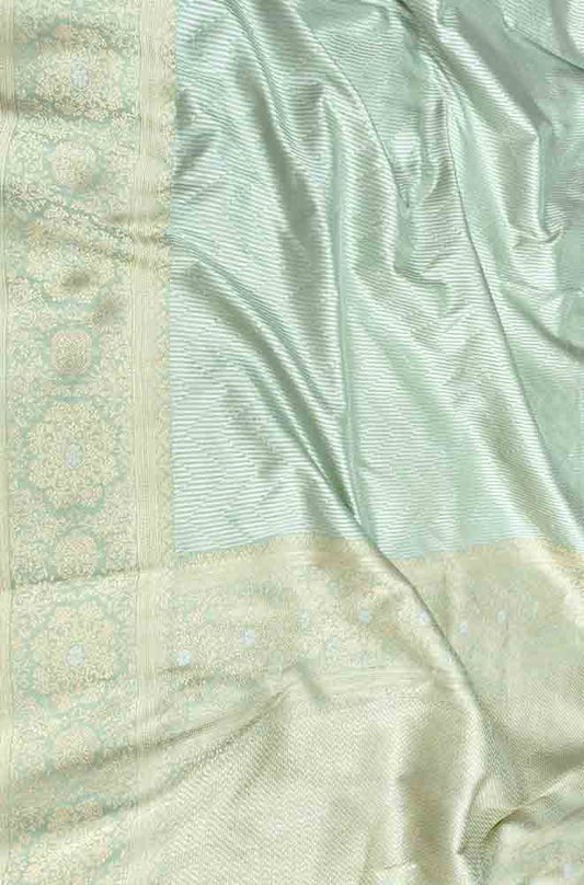 Green Handloom Banarasi Pure Katan Silk Saree - Luxurion World