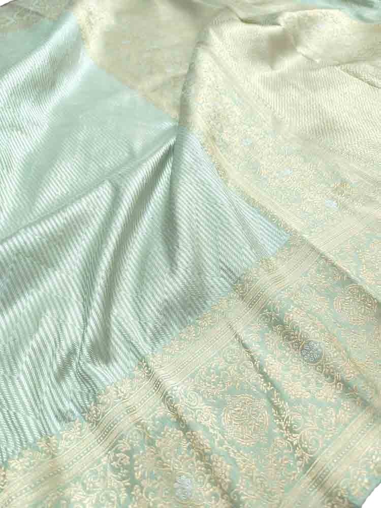 Green Handloom Banarasi Pure Katan Silk Saree - Luxurion World