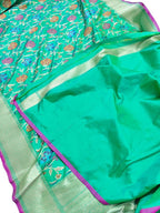 Green Handloom Banarasi Pure Katan Silk Saree - Luxurion World