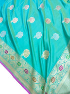 Green Handloom Banarasi Pure Katan Silk Saree - Luxurion World