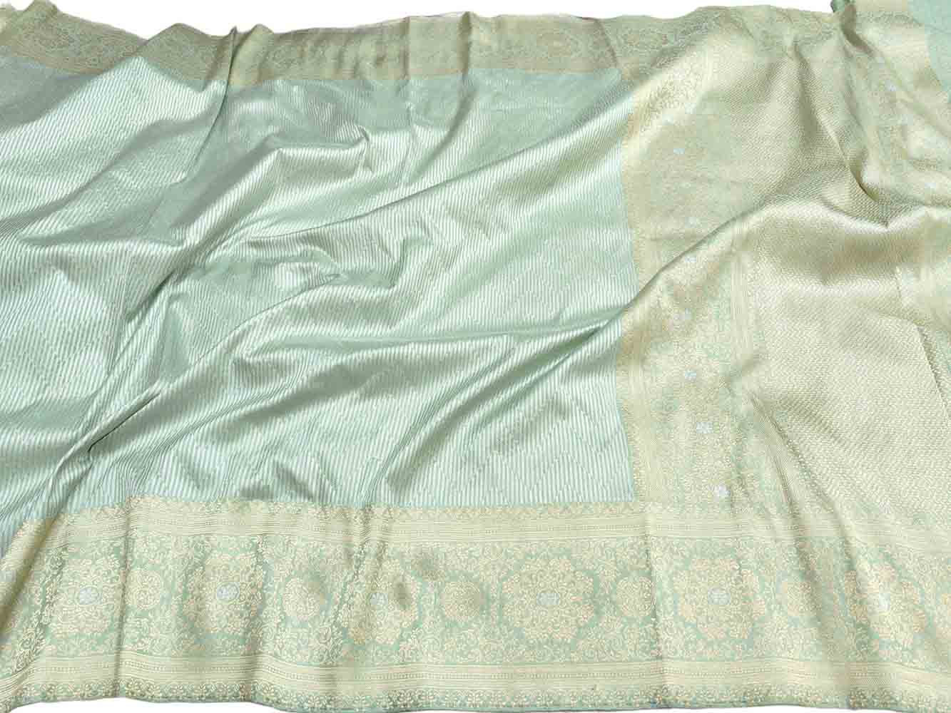 Green Handloom Banarasi Pure Katan Silk Saree - Luxurion World