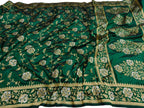 Green Handloom Banarasi Pure Katan Silk Sona Roopa Dupatta - Luxurion World