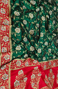 Green Handloom Banarasi Pure Katan Silk Sona Roopa Saree - Luxurion World