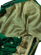 Green Handloom Banarasi Pure Katan Silk Sona Roopa Saree - Luxurion World