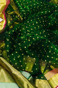 Exquisite Green Chanderi Handloom Katan Organza Silk Saree - Luxurion World
