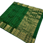 Stunning Green Handloom Chanderi Pure Katan Silk Saree - Perfect for Any Occasion! - Luxurion World