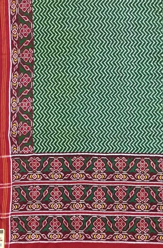 Green Handloom Double Ikat Patola Pure Silk Saree