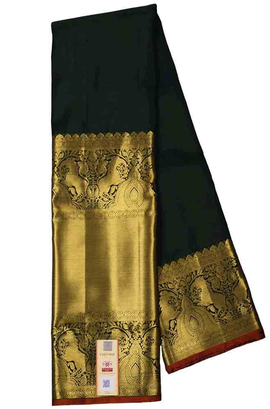 Green Handloom Kanjeevaram Pure Silk Saree - Luxurion World