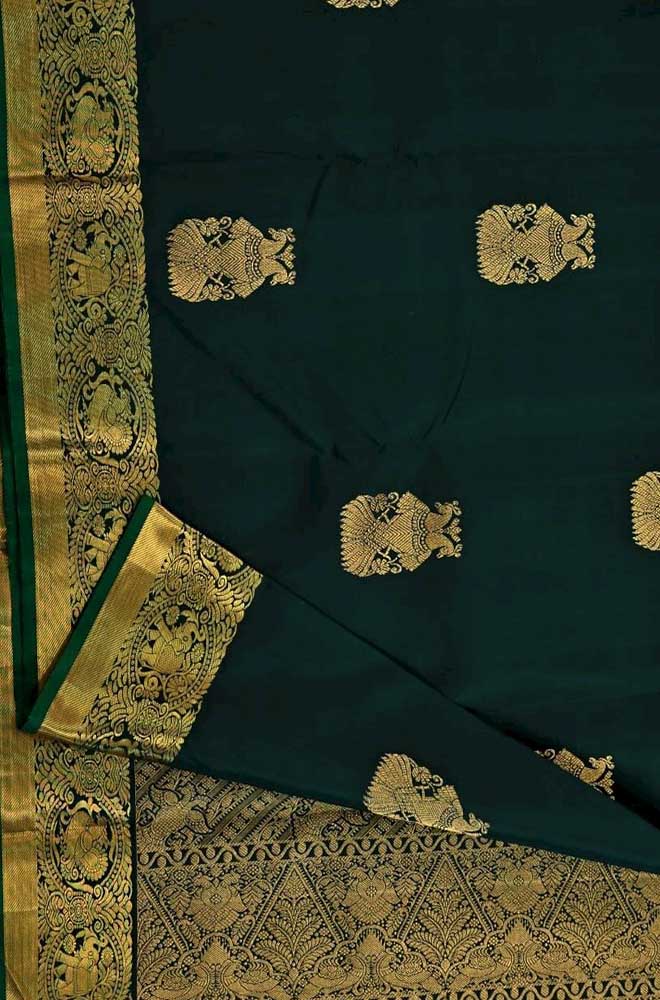 Green Handloom Kanjeevaram Pure Silk Saree - Luxurion World
