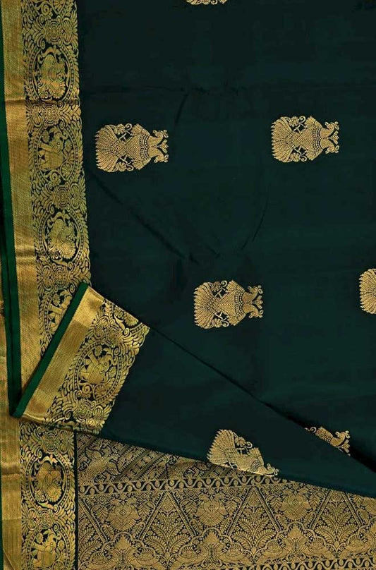 Green Handloom Kanjeevaram Pure Silk Saree - Luxurion World