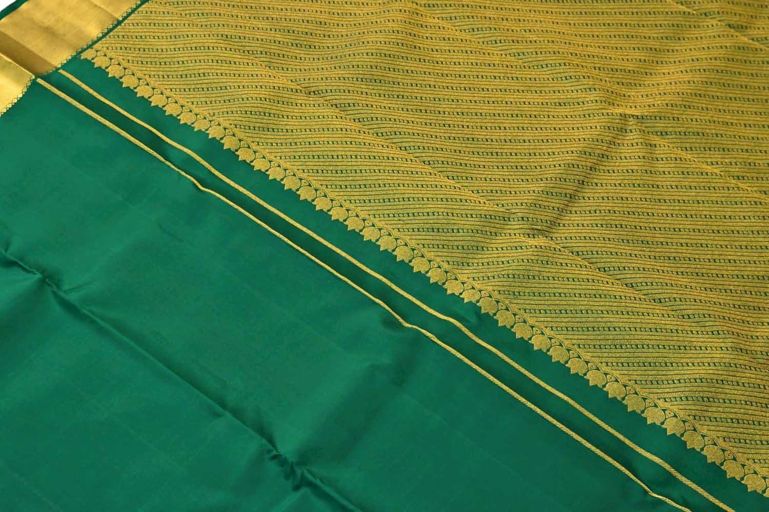 Green Handloom Kanjeevaram Pure Silk Saree - Luxurion World
