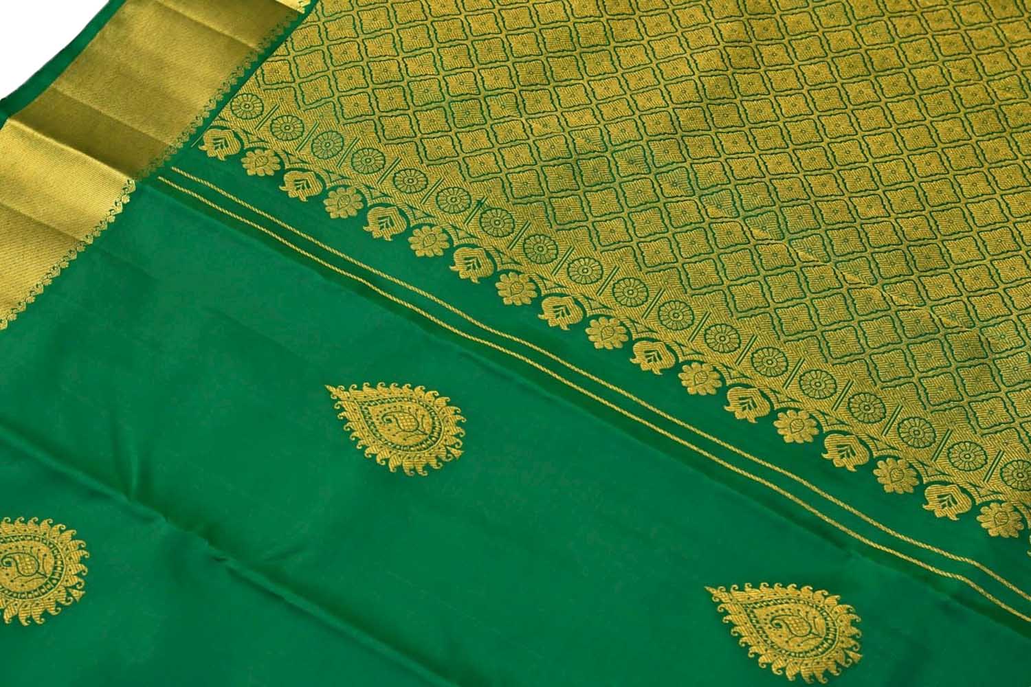 Green Handloom Kanjeevaram Pure Silk Saree - Luxurion World