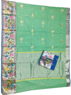 Green Handloom Kota Doria Real Zari Paithani Border Saree - Luxurion World