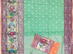 Green Handloom Kota Doria Real Zari Saree - Luxurion World