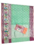 Green Handloom Kota Doria Real Zari Saree - Luxurion World