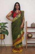 Green Handloom Plain Bengal Cotton Saree - Luxurion World