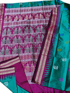 Green Handloom Sambalpuri Double Ikat Silk Saree - Luxurion World
