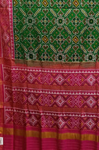 Green Handloom Semi Patan Patola Pure Silk Saree - Luxurion World