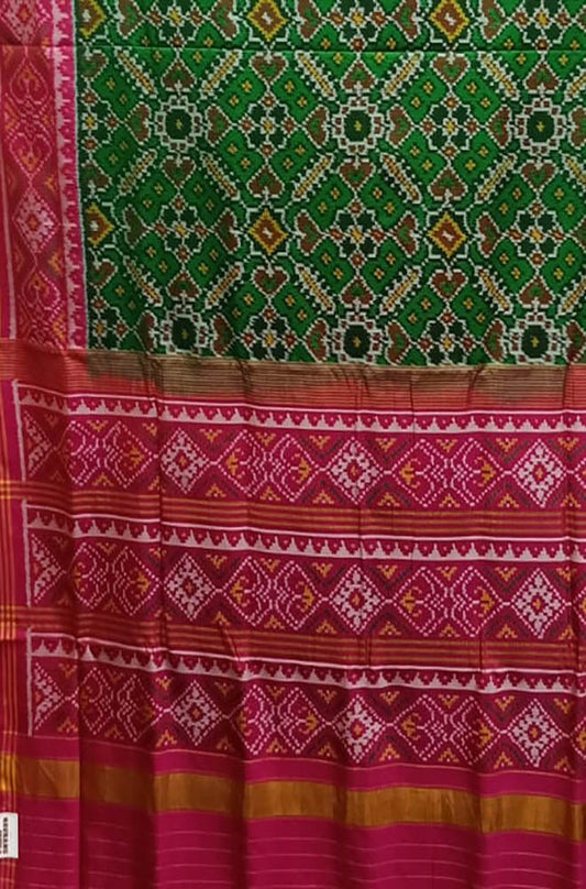 Green Handloom Semi Patan Patola Pure Silk Saree - Luxurion World