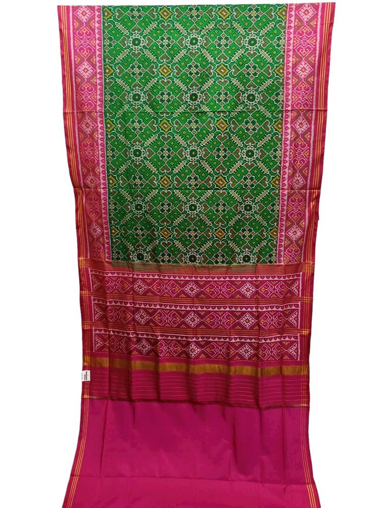Green Handloom Semi Patan Patola Pure Silk Saree - Luxurion World