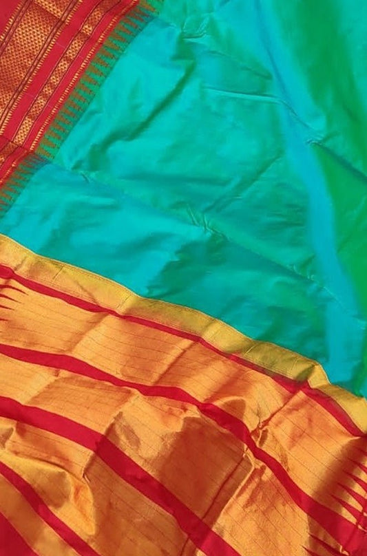 Green And Blue Ilkal Pure Silk Saree - Luxurion World