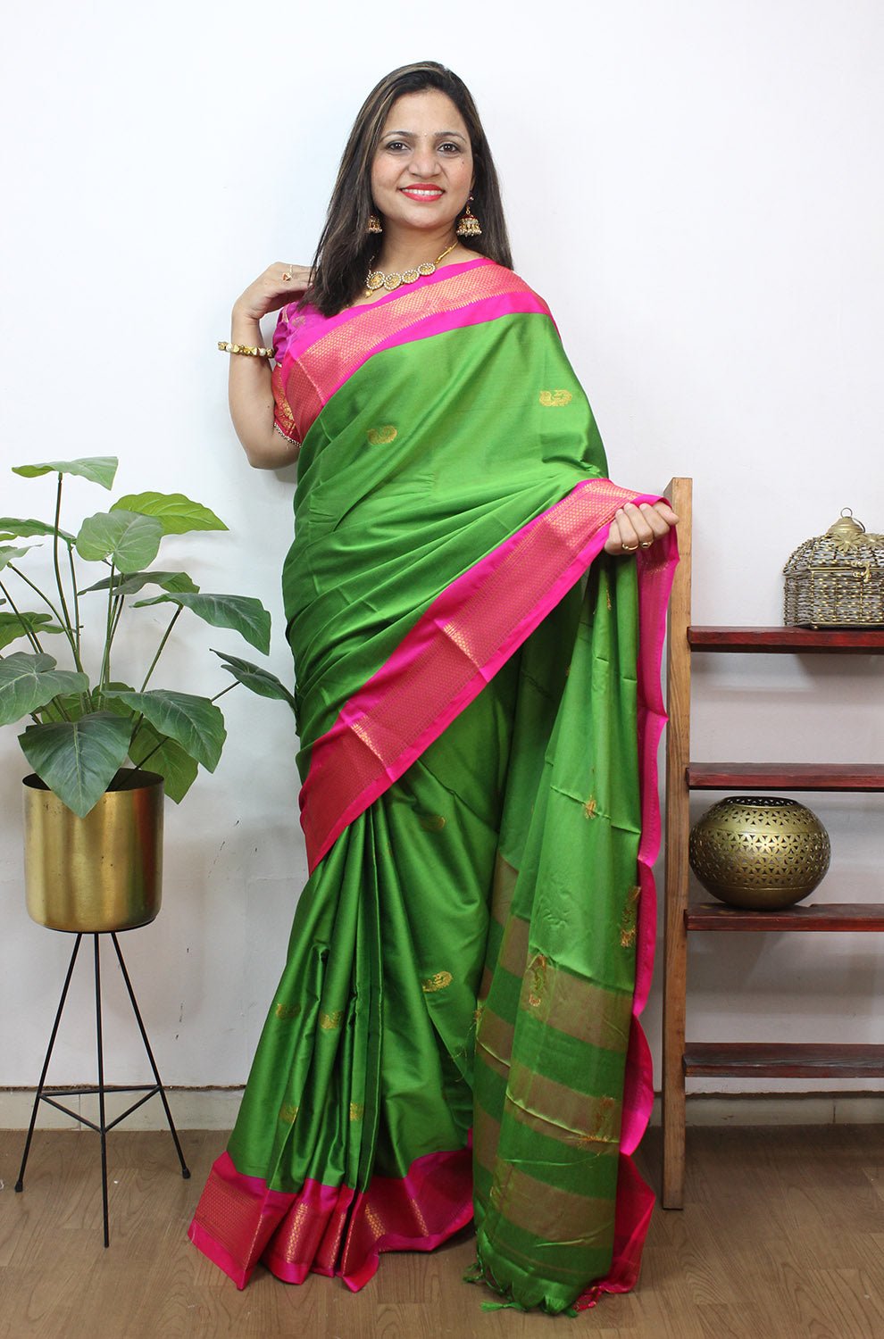 Green Paithani Cotton Silk Saree - Luxurion World