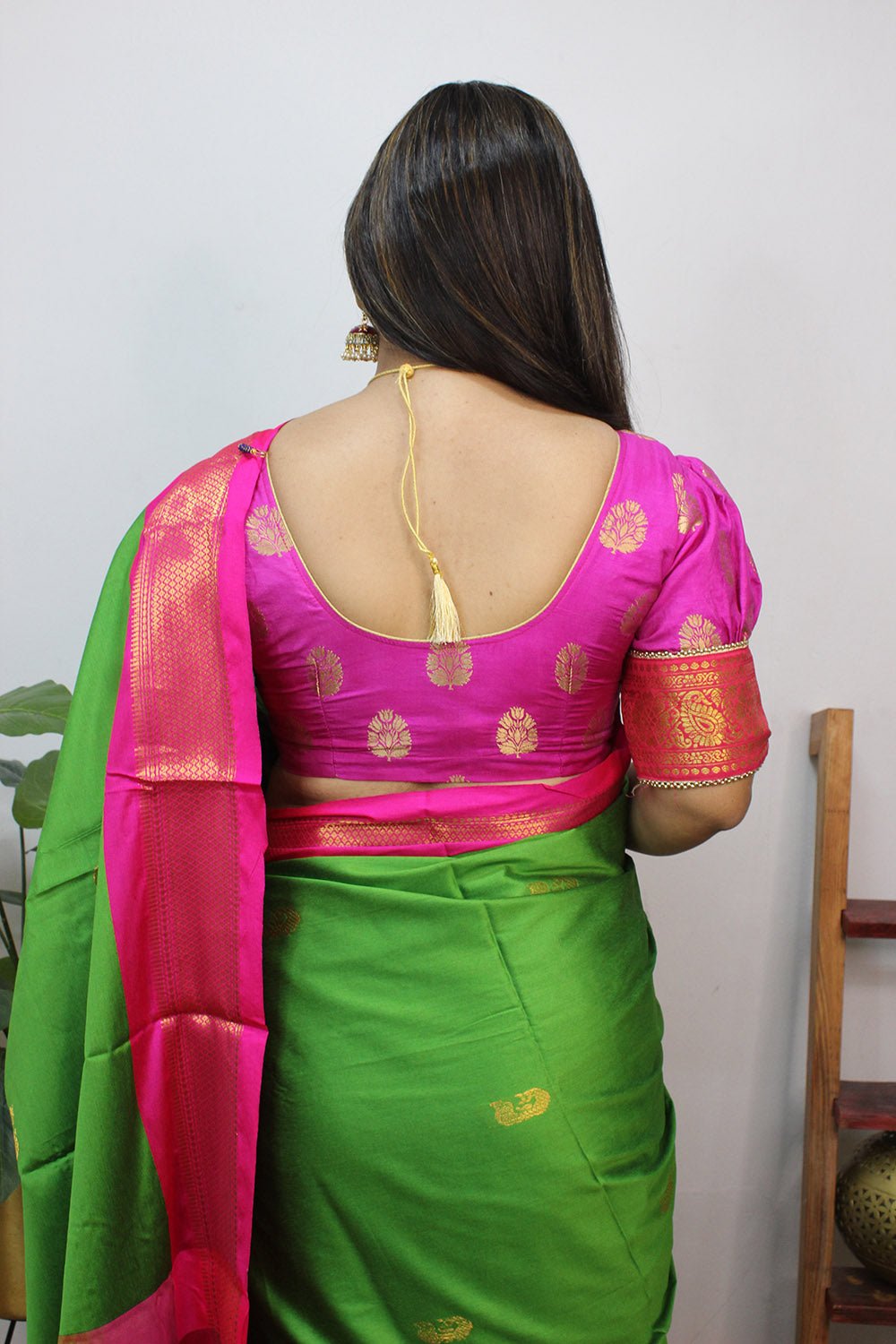 Green Paithani Cotton Silk Saree - Luxurion World