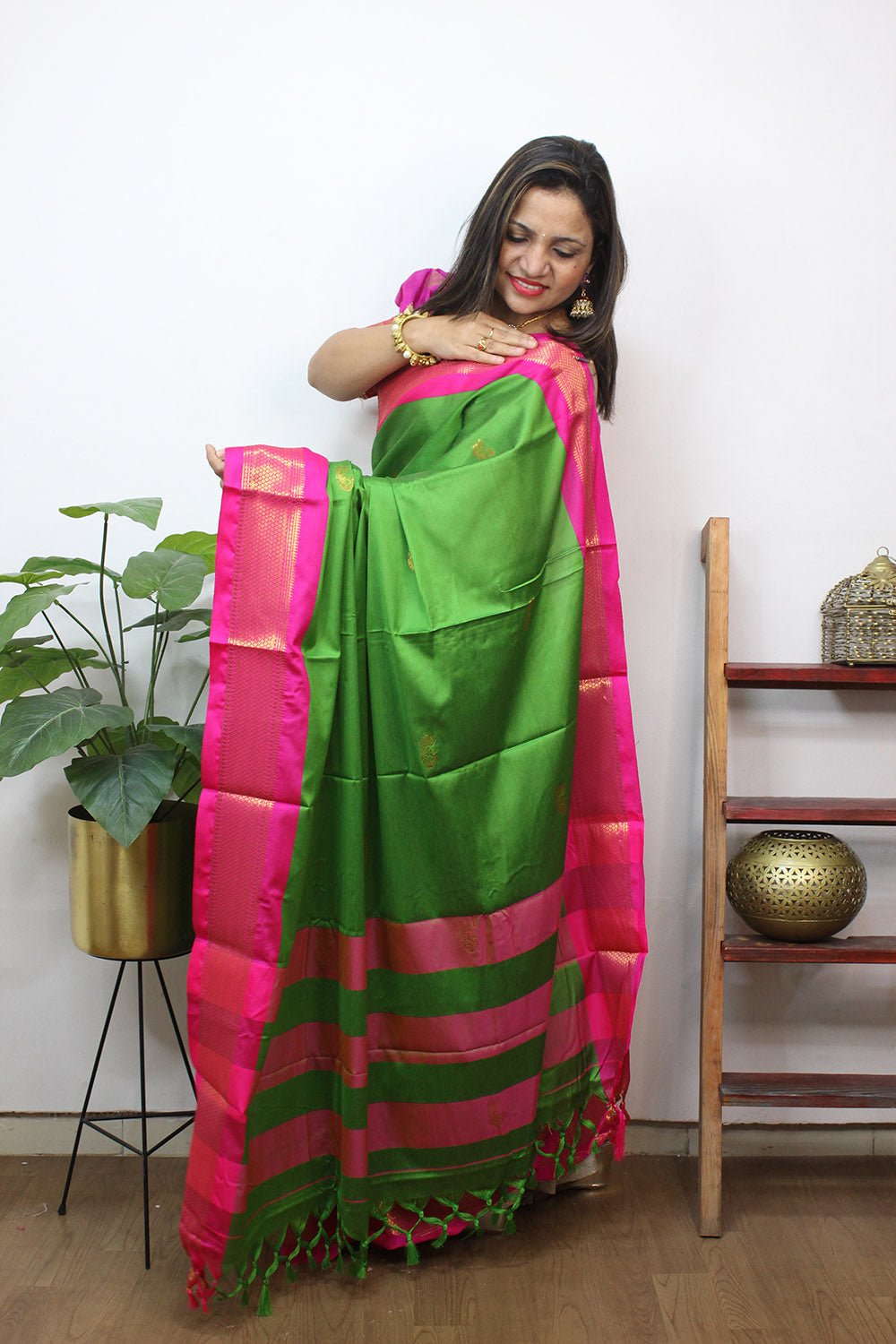 Green Paithani Cotton Silk Saree
