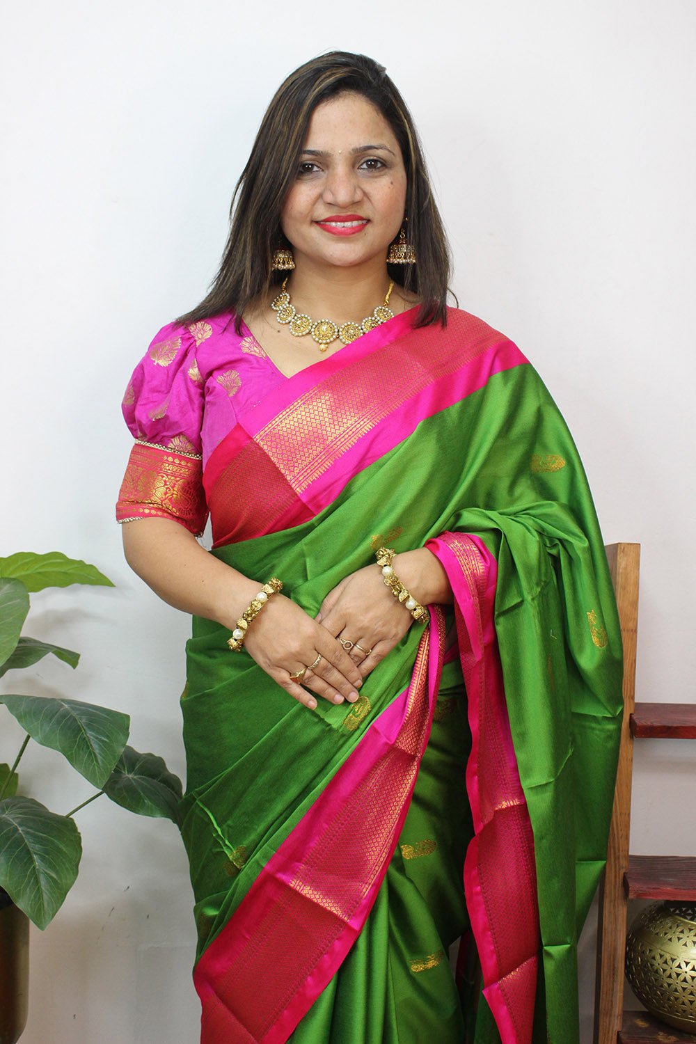 Green Paithani Cotton Silk Saree - Luxurion World