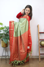 Green Paithani Cotton Silk Saree - Luxurion World