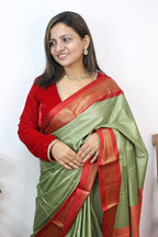 Green Paithani Cotton Silk Saree - Luxurion World