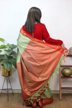 Green Paithani Cotton Silk Saree - Luxurion World