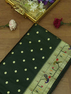 Green Paithani Silk Bird And Flower Design Saree - Luxurion World