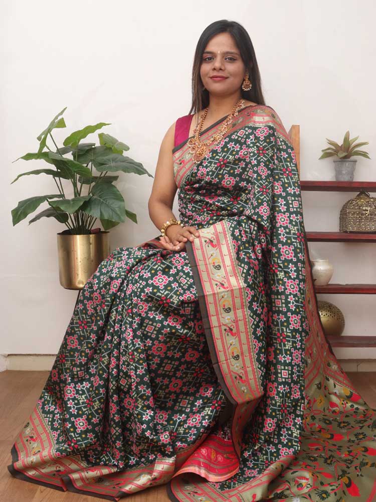 Green Paithani Silk Patola Design Saree