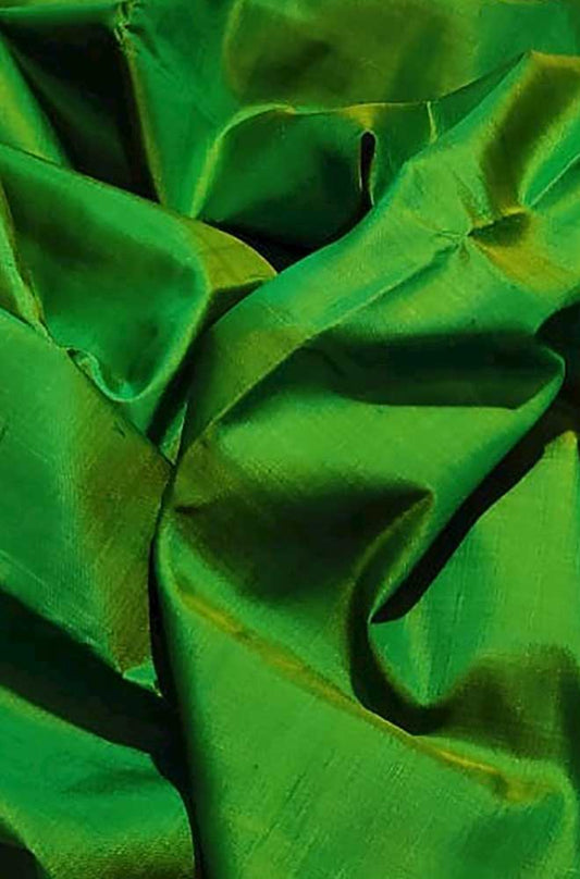 Green Plain Pure Silk Fabric ( 1 Mtr )