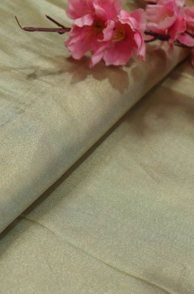Luxurious Golden Plain Soft Tissue Katan Silk Fabric - Luxurion World