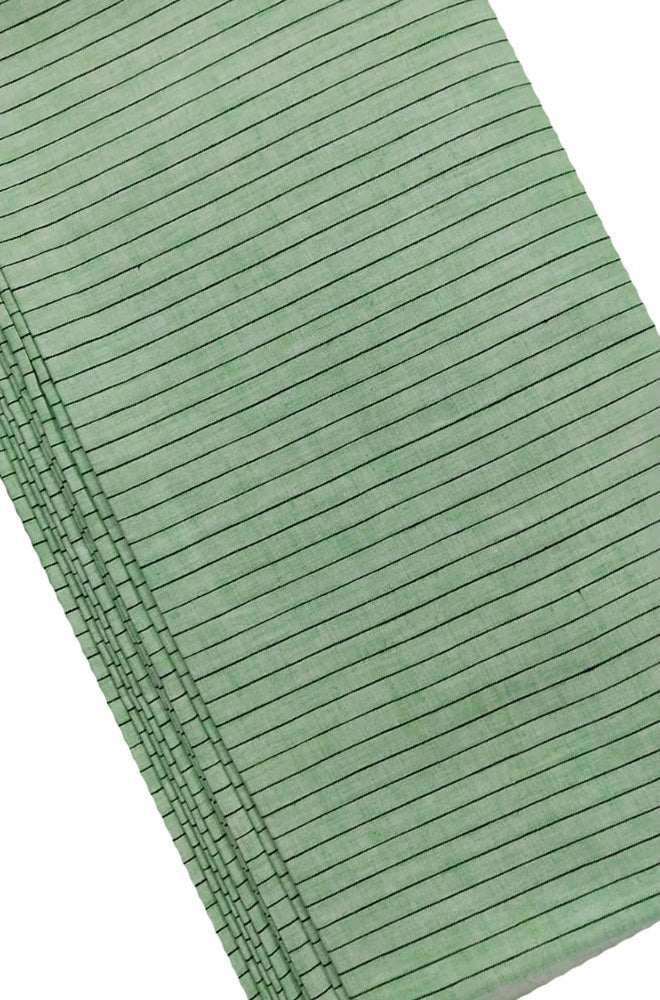 Green Pure Linen Stripes Design Fabric ( 1 Mtr )