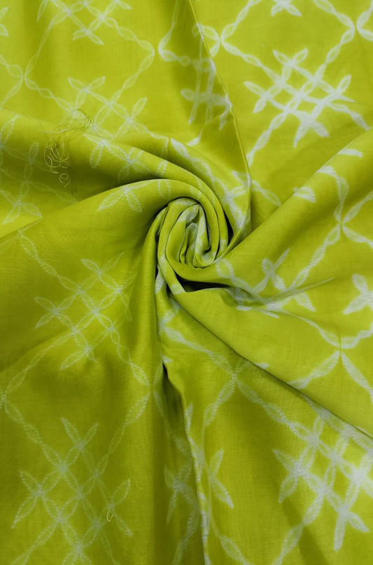 Green Shibori Cotton Silk Fabric ( 2.5 Mtrs ) - Luxurion World