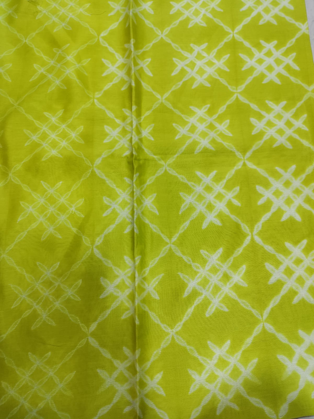 Green Shibori Cotton Silk Fabric ( 2.5 Mtrs ) - Luxurion World