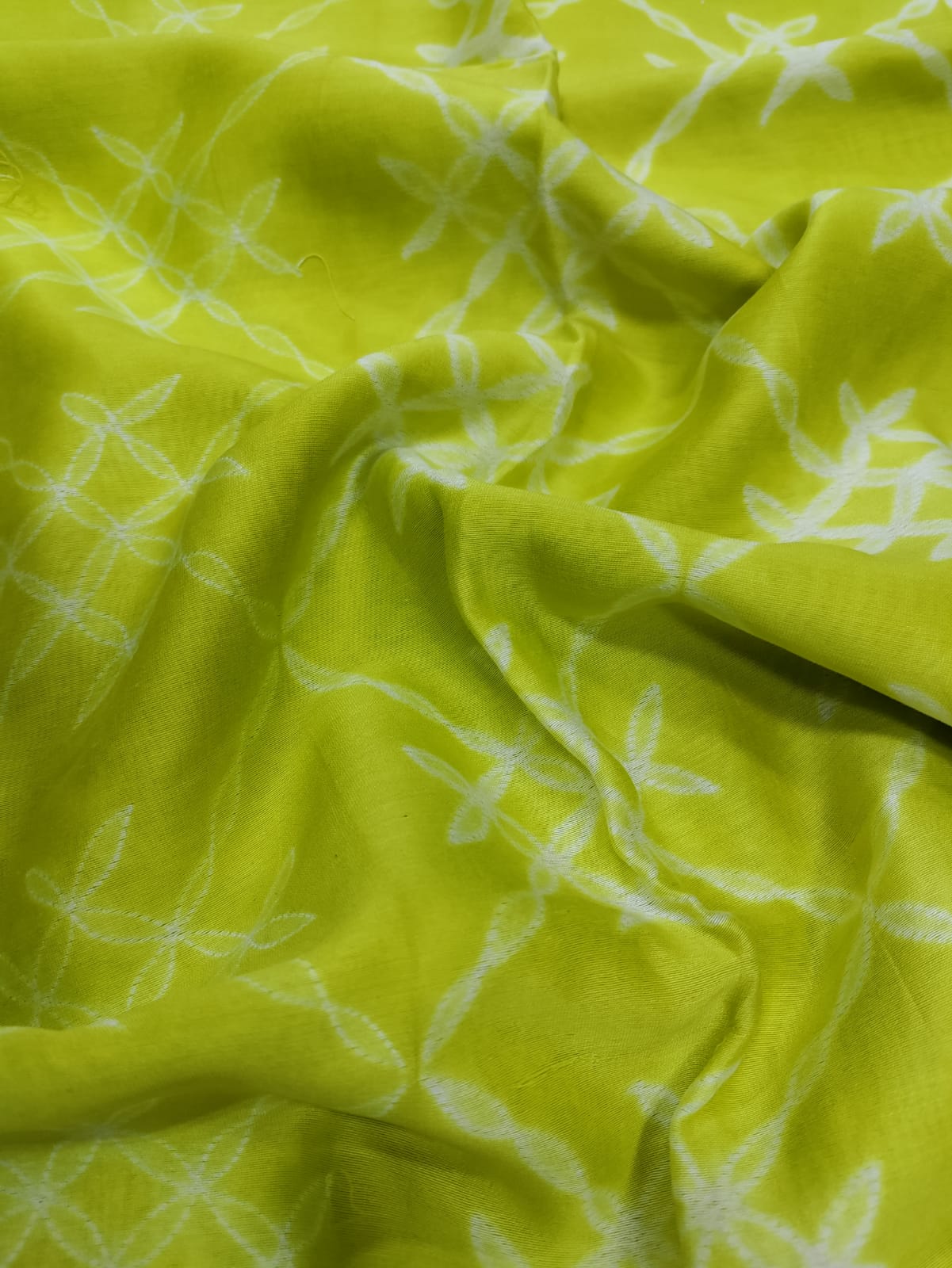 Green Shibori Cotton Silk Fabric ( 2.5 Mtrs ) - Luxurion World