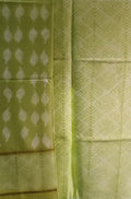 Green Shibori Cotton Silk Two Piece Unstitched Suit Set - Luxurion World