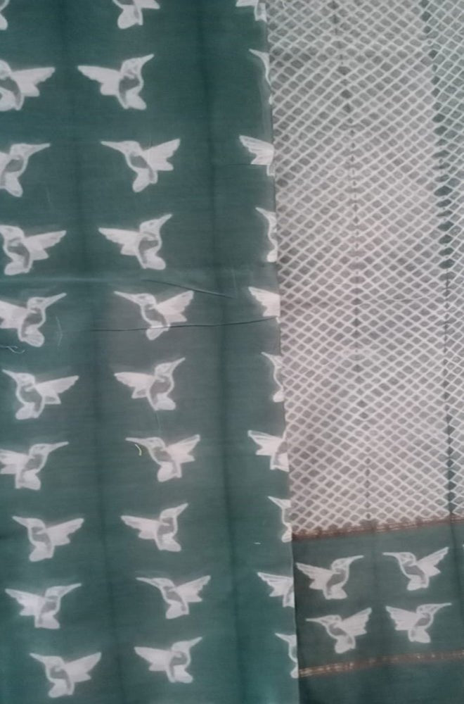 Green Shibori Cotton Silk Two Piece Unstitched Suit Set - Luxurion World