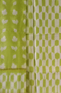 Green Shibori Cotton Silk Two Piece Unstitched Suit Set - Luxurion World