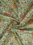 Green Trendy Chanderi Silk Printed Zari Work Fabric (1Mtr) - Luxurion World