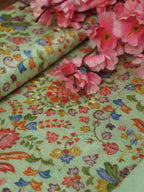Green Trendy Chanderi Silk Printed Zari Work Fabric (1Mtr) - Luxurion World