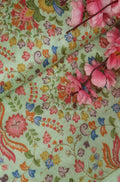 Green Trendy Chanderi Silk Printed Zari Work Fabric (1Mtr) - Luxurion World