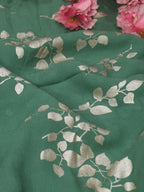 Green Trendy Foil Print Georgette Fabric (1 mtr) - Luxurion World