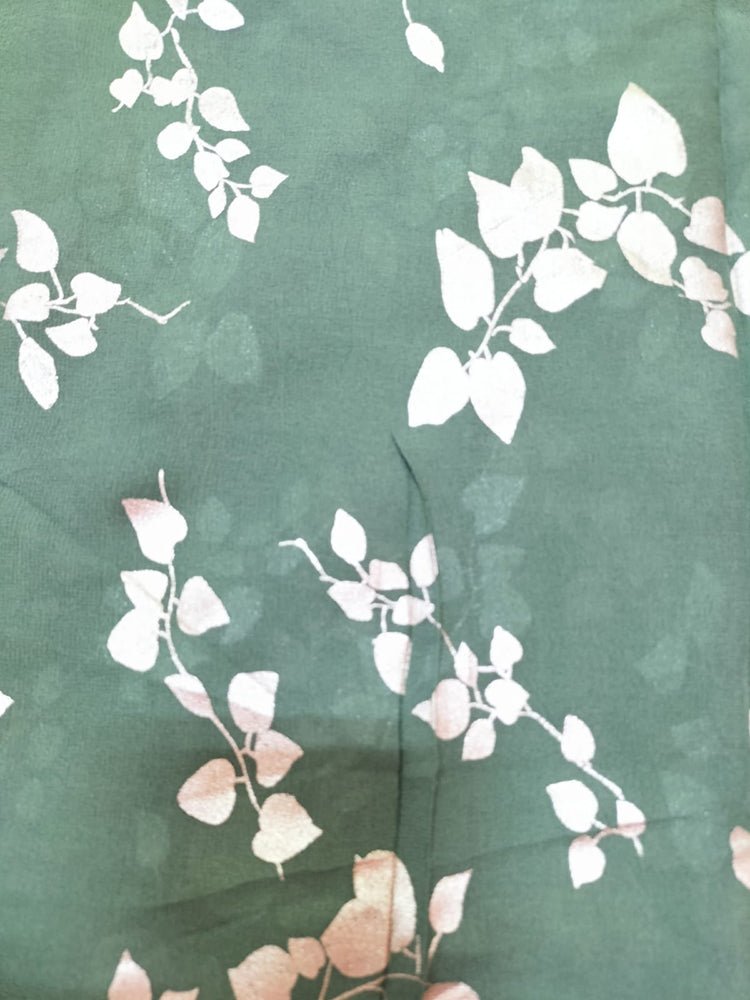 Green Trendy Foil Print Georgette Fabric (1 mtr) - Luxurion World